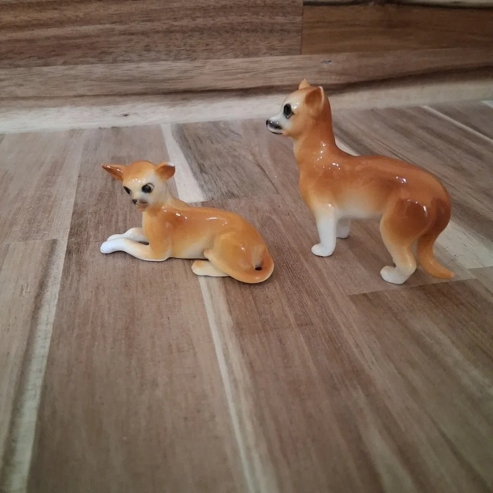 Vintage Lot Of 2 Bone China Dogs Miniature Figurines